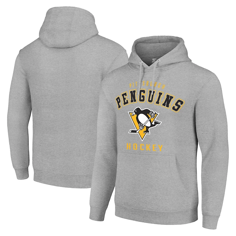 Men's Starter Heather Gray Pittsburgh Penguins Logo Pullover Hoodie