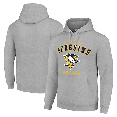 Men's Starter Heather Gray Pittsburgh Penguins Logo Pullover Hoodie