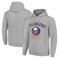 Men's Starter Heather Gray New York Islanders  Logo Pullover Hoodie