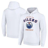 Men's Starter White Edmonton Oilers  Logo Pullover Hoodie