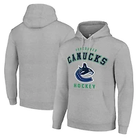 Men's Starter Heather Gray Vancouver Canucks  Logo Pullover Hoodie