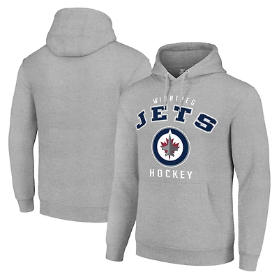 Men's Starter Heather Gray Winnipeg Jets Logo Pullover Hoodie