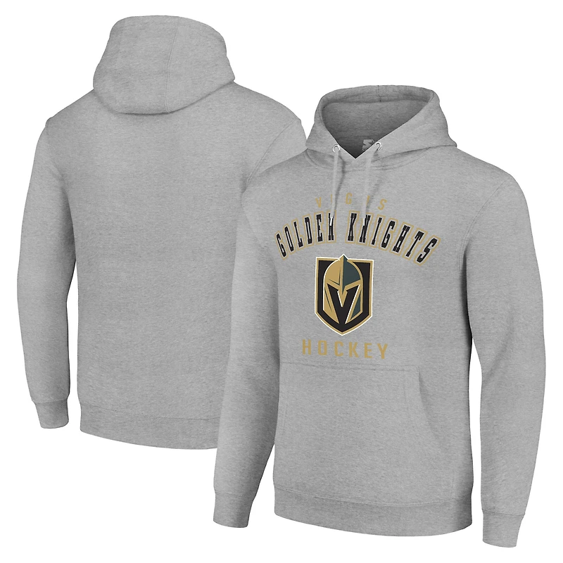 Men's Starter Heather Gray Vegas Golden Knights Logo Pullover Hoodie