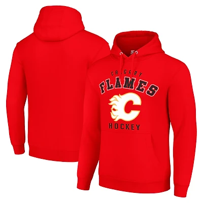 Men's Starter Red Calgary Flames  Logo Pullover Hoodie