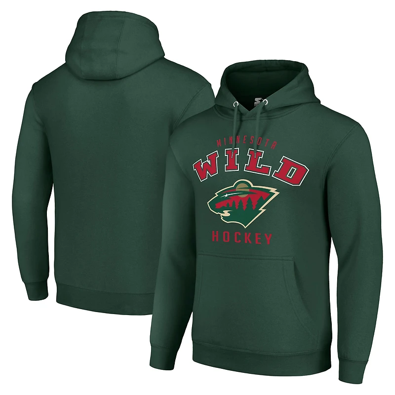 Men's Starter Green Minnesota Wild  Logo Pullover Hoodie