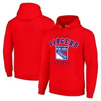 Men's Starter Red New York Rangers  Logo Pullover Hoodie