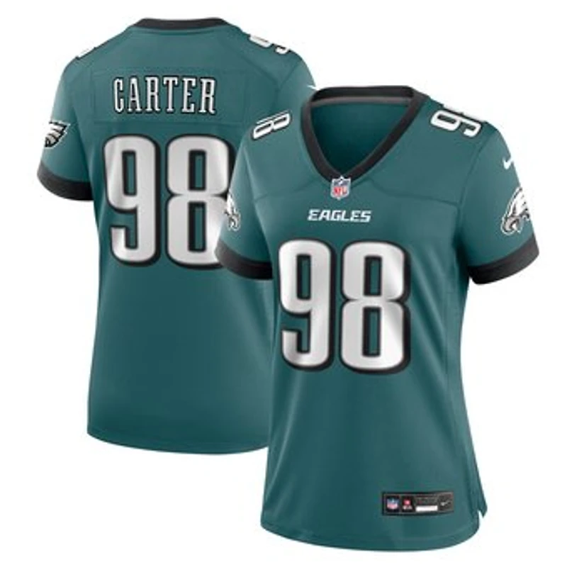 Women's Nike Jalen Carter Midnight Green Philadelphia Eagles Team Game Jersey