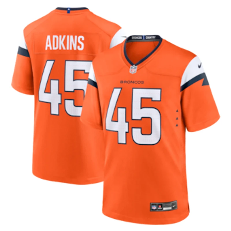 Men's Nike Nate Adkins Orange Denver Broncos Team Game Jersey