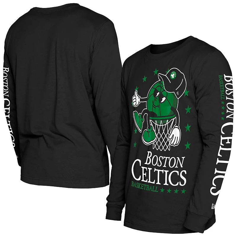 Men's New Era Black Boston Celtics Old School Sport Long Sleeve T-Shirt