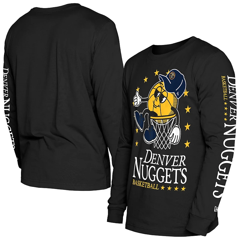 Men's New Era Black Denver Nuggets Old School Sport Long Sleeve T-Shirt