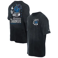 Men's New Era Black Minnesota Timberwolves Old School Sport Enzyme Wash Oversized T-Shirt