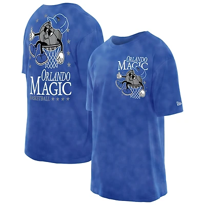 Men's New Era Blue Orlando Magic Old School Sport Enzyme Wash Oversized T-Shirt