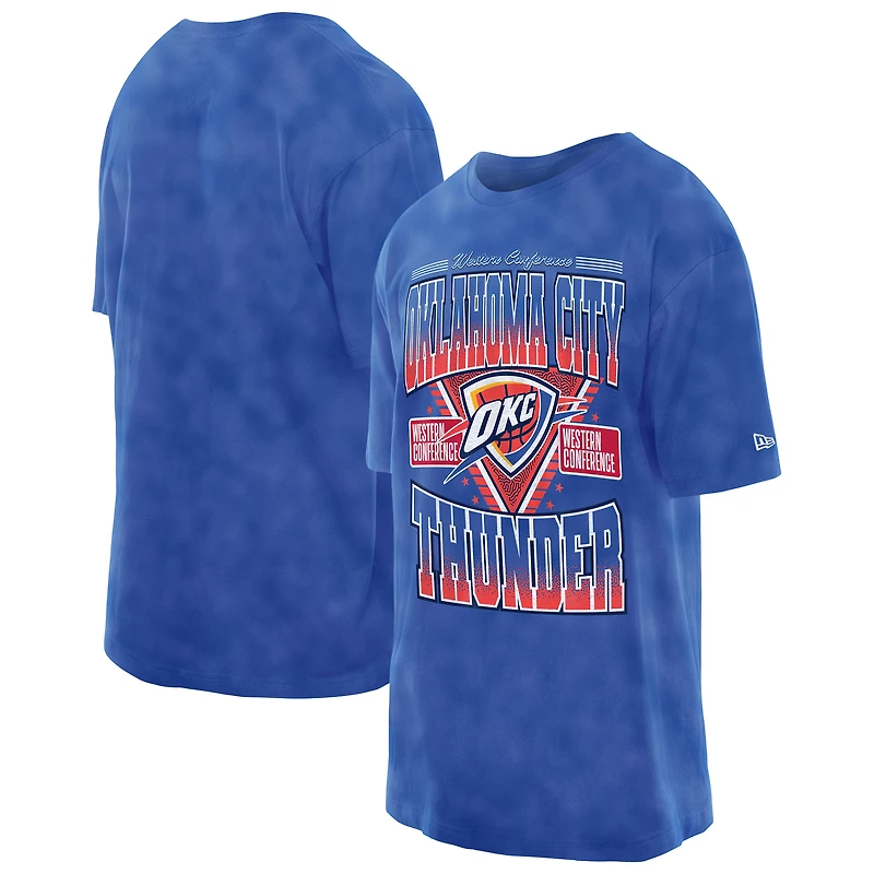 Men's New Era Blue Oklahoma City Thunder Old School Sport Vintage Wash T-Shirt