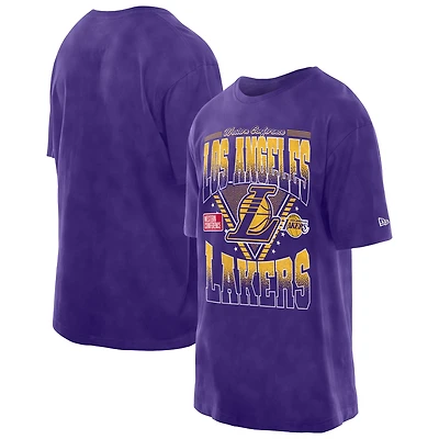 Men's New Era Purple Los Angeles Lakers Old School Sport Vintage Wash T-Shirt