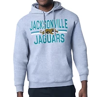 Men's Starter  Heather Gray Jacksonville Jaguars Mesh Look Retro Team Logo Pullover Hoodie