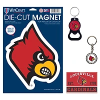 WinCraft Louisville Cardinals 4-Pack Key Rings and Magnets Set