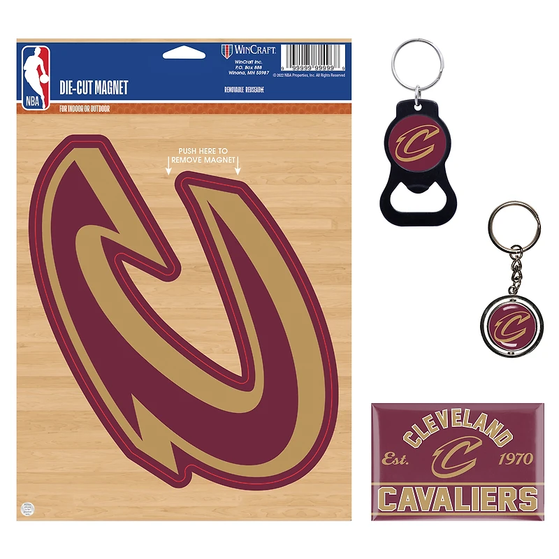 WinCraft Cleveland Cavaliers 4-Pack Key Rings and Magnets Set