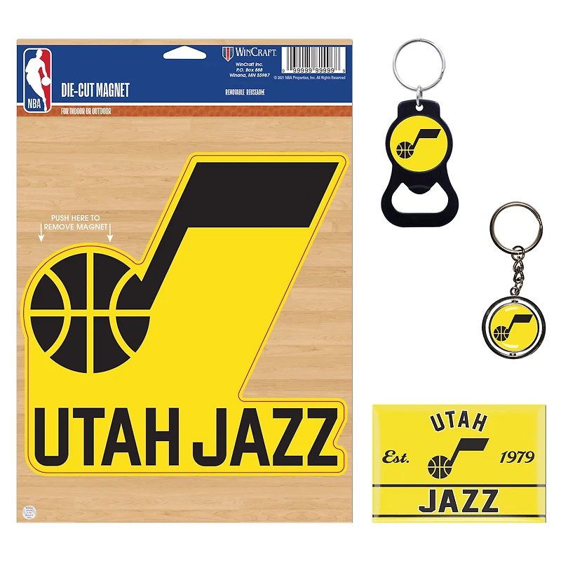 WinCraft Utah Jazz 4-Pack Key Rings and Magnets Set