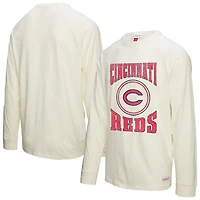 Men's Mitchell & Ness Cream Cincinnati Reds Arched Logo Slub Long Sleeve T-Shirt