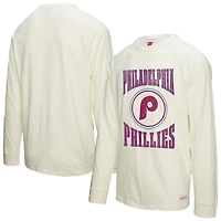 Men's Mitchell & Ness Cream Philadelphia Phillies Arched Logo Slub Long Sleeve T-Shirt