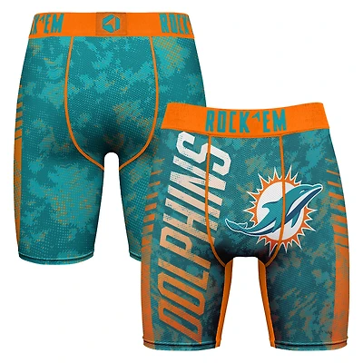Men's Rock Em Socks Aqua Miami Dolphins Wordmark Boxer Briefs