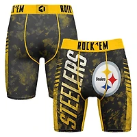 Men's Rock Em Socks Black Pittsburgh Steelers Wordmark Boxer Briefs