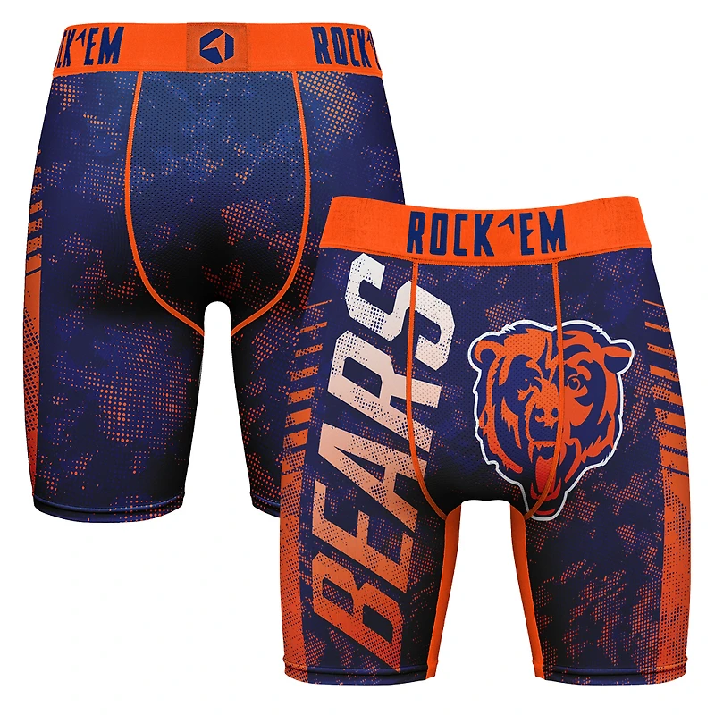 Men's Rock Em Socks Navy Chicago Bears Wordmark Boxer Briefs
