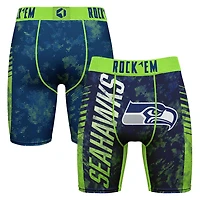 Men's Rock Em Socks College Navy Seattle Seahawks Wordmark Boxer Briefs