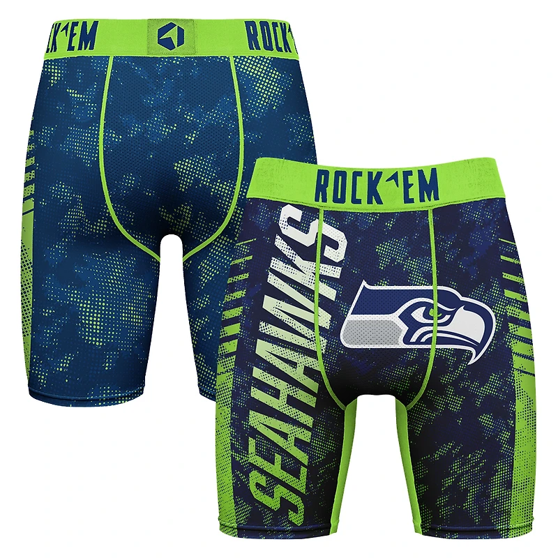 Men's Rock Em Socks College Navy Seattle Seahawks Wordmark Boxer Briefs