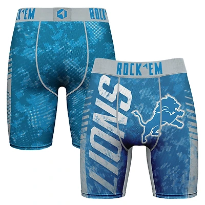 Men's Rock Em Socks Blue Detroit Lions Wordmark Boxer Briefs