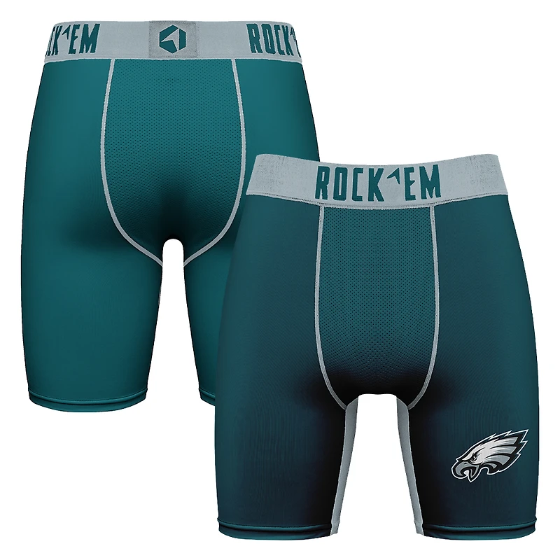 Men's Rock Em Socks Midnight Green Philadelphia Eagles Primary Logo Boxer Briefs