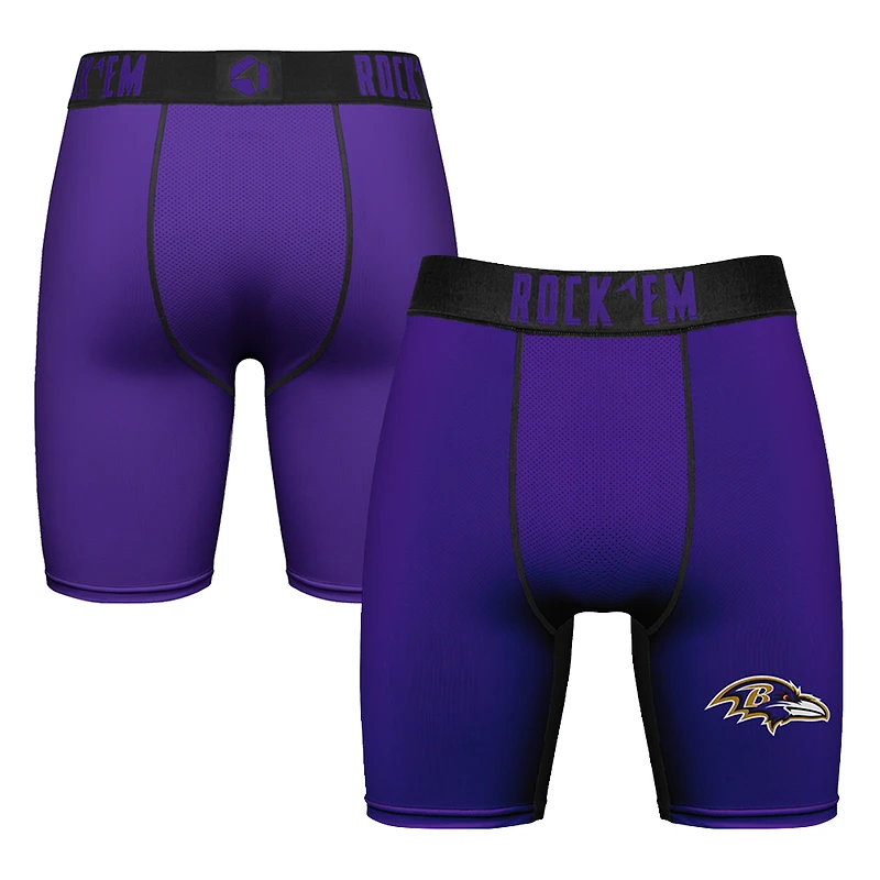 Men's Rock Em Socks Purple Baltimore Ravens Primary Logo Boxer Briefs