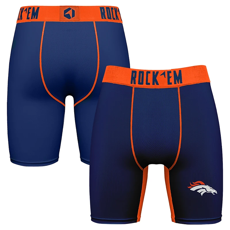 Men's Rock Em Socks Navy Denver Broncos Primary Logo Boxer Briefs