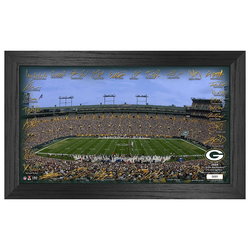 Highland Mint Green Bay Packers 12" x 20" 2024 Signature Gridiron Panoramic Framed Photo