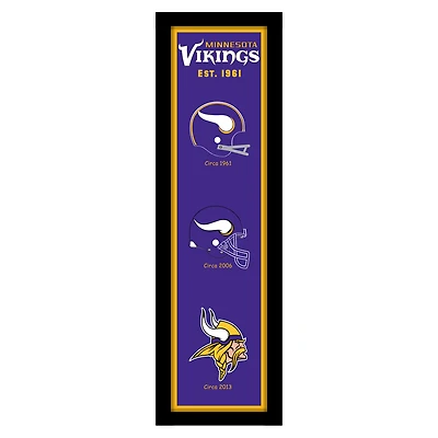 Minnesota Vikings 8" x 26" Established Date and Heritage Framed Wall Art