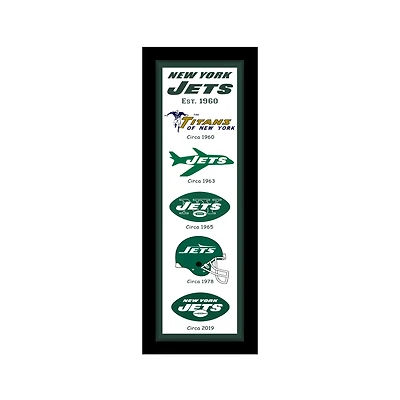 New York Jets 8" x 26" Established Date and Heritage Framed Wall Art