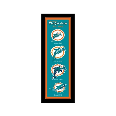 Miami Dolphins 8" x 26" Team Logo Heritage Framed Wall Art