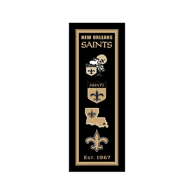New Orleans Saints 8" x 26" Team Logo Heritage Framed Wall Art