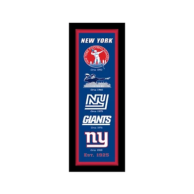 New York Giants 8" x 26" Team Logo Heritage Framed Wall Art