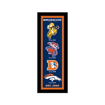 Denver Broncos 8" x 26" Team Logo Heritage Framed Wall Art