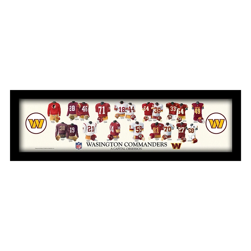 Washington Commanders 12" x 36" Team Uniform Heritage Framed Wall Art