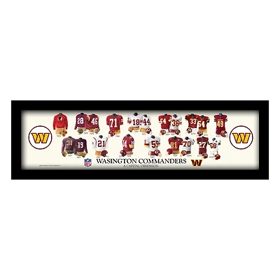 Washington Commanders 12" x 36" Team Uniform Heritage Framed Wall Art