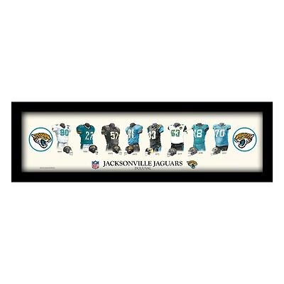 Jacksonville Jaguars 12" x 36" Team Uniform Heritage Framed Wall Art