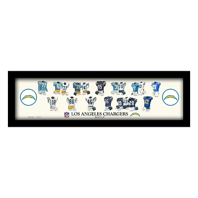 Los Angeles Chargers 12" x 36" Team Uniform Heritage Framed Wall Art