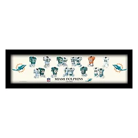 Miami Dolphins 12" x 36" Team Uniform Heritage Framed Wall Art