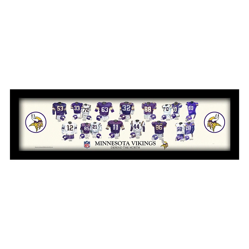 Minnesota Vikings 12" x 36" Team Uniform Heritage Framed Wall Art