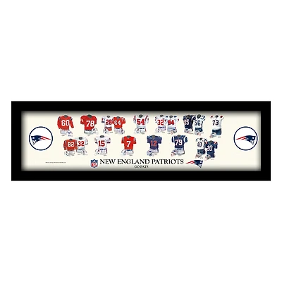 New England Patriots 12" x 36" Team Uniform Heritage Framed Wall Art