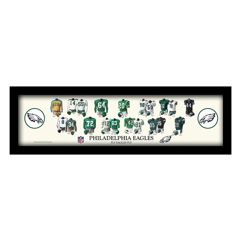 Philadelphia Eagles 12" x 36" Team Uniform Heritage Framed Wall Art