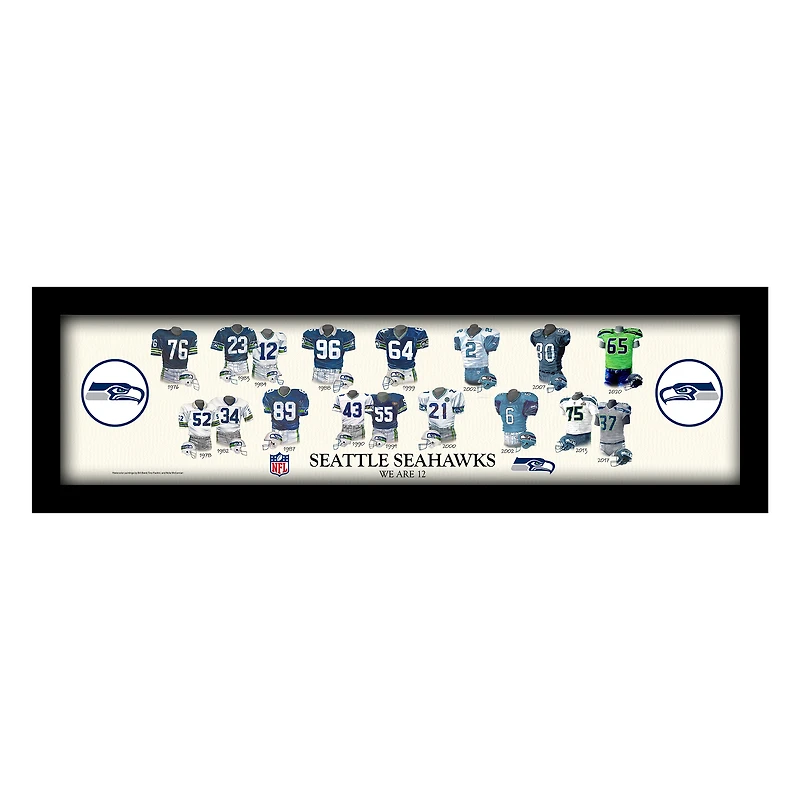 Seattle Seahawks 12" x 36" Team Uniform Heritage Framed Wall Art