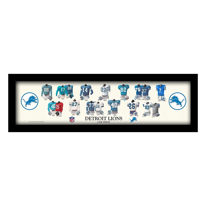 Detroit Lions 12" x 36" Team Uniform Heritage Framed Wall Art
